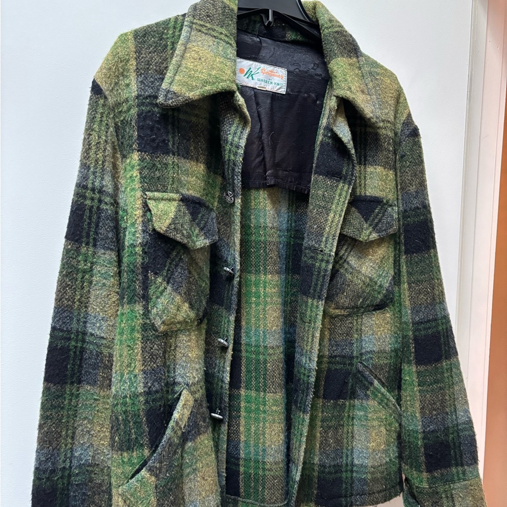 Vintage Green Plaid Wool Jacket - Picture 2 of 9